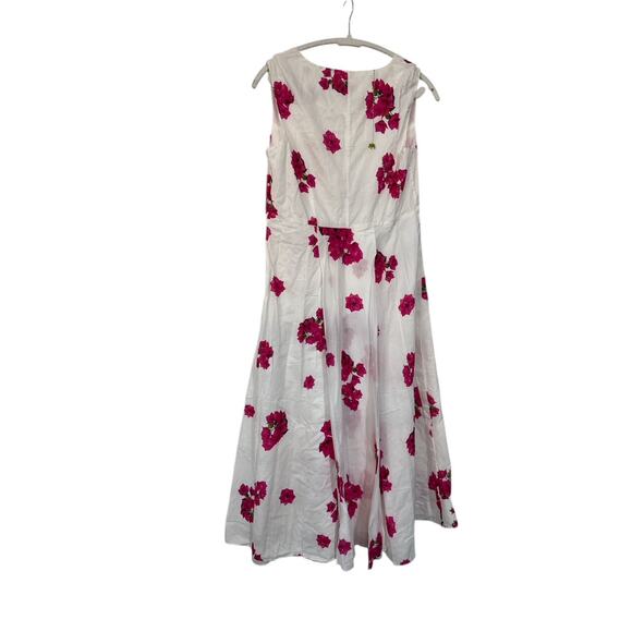 NICOBAR Ceylon Layered MIDI Dress - White & Fuchsia Print SZ L - Picture 5 of 7